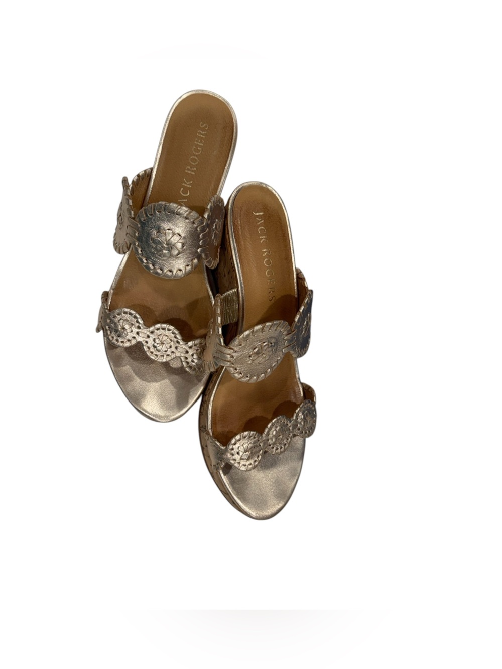 Jack Rogers Lauren Mid Wedge Size 9 in Platinum